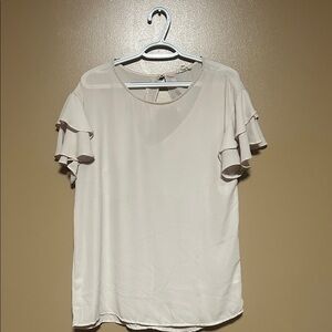 Elegant Cream Ruffle Sleeve Top